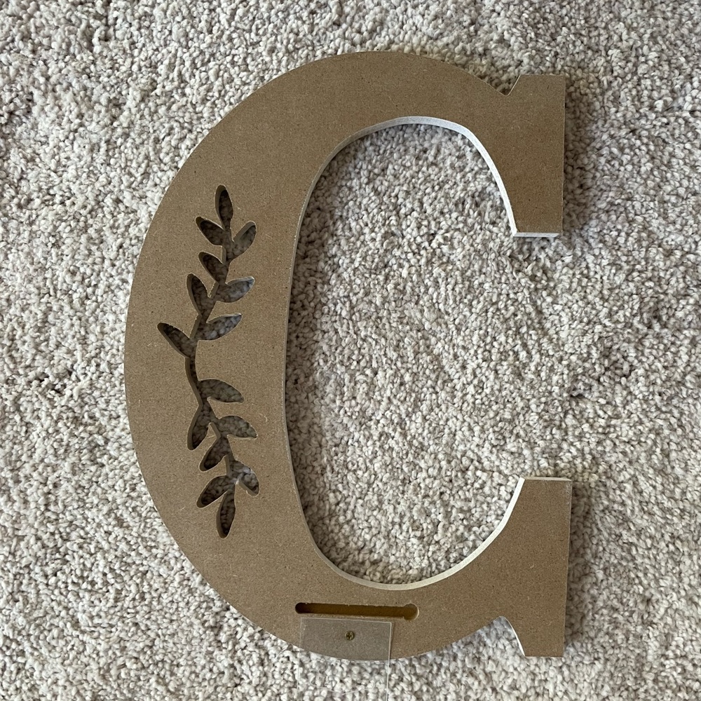 “C” White Vine Letter Wood Wall Decor Sign - Picture 2 of 3